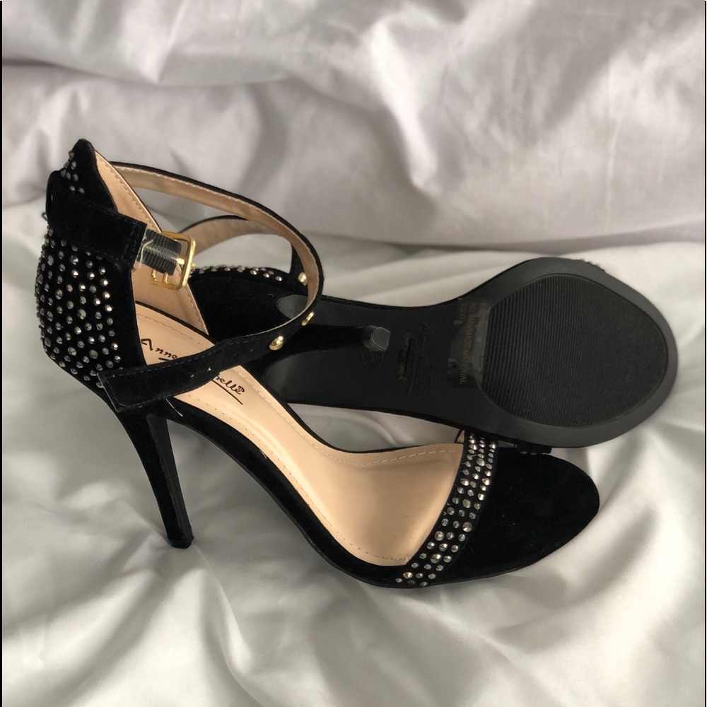 Anne Michelle Black high heels with ankle strap 8